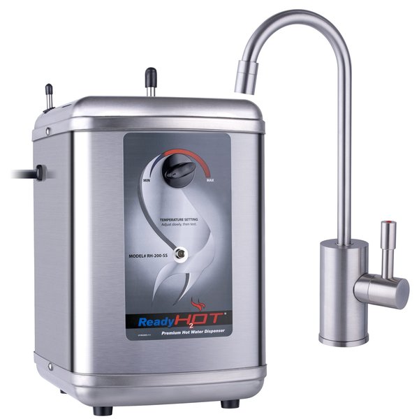 Ready Hot Instant Hot Water Dispenser with Brushed Nickel Hot Water Faucet with Safety Lock 41-RH-200-F570-BN